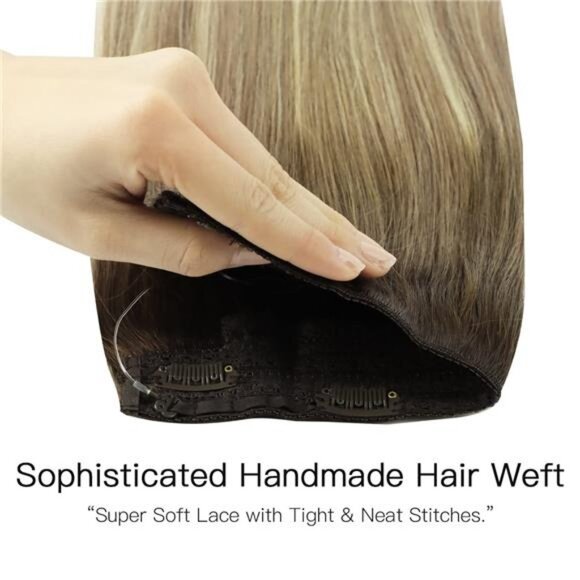 Wire Hair Extensions, 18 inch 95g Walnut Brown to Ash Brown and Bleach Blonde main image 6